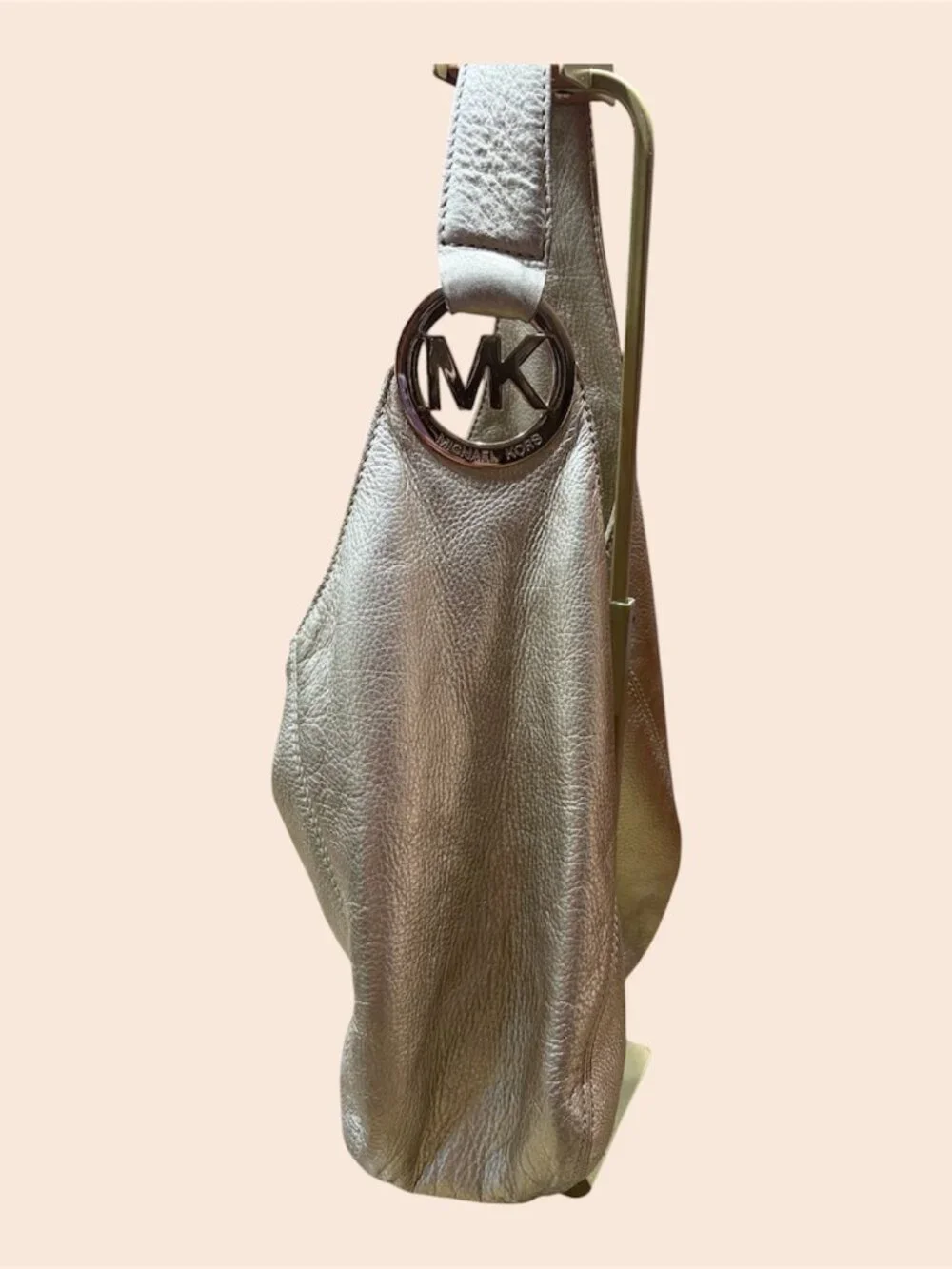 MICHAEL KORS FULTON METALLIC GOLD HOBO SHOULDER BAG - EUC